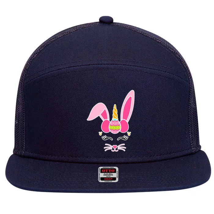 Hipster Bunnycorn Easter Bunny Unicorn 7 Panel Mesh Trucker Snapback Hat