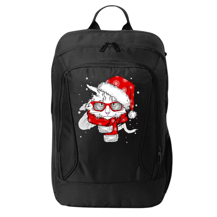 Hipster Christmas Cat City Backpack