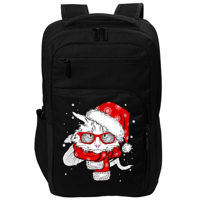 Hipster Christmas Cat Impact Tech Backpack