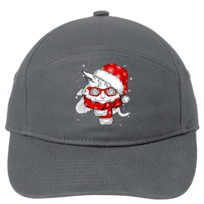 Hipster Christmas Cat 7-Panel Snapback Hat