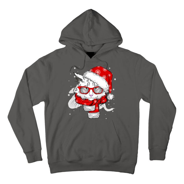 Hipster Christmas Cat Tall Hoodie