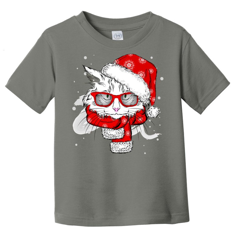 Hipster Christmas Cat Toddler T-Shirt
