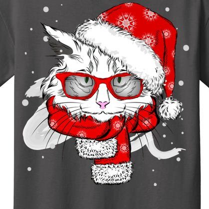 Hipster Christmas Cat Kids T-Shirt