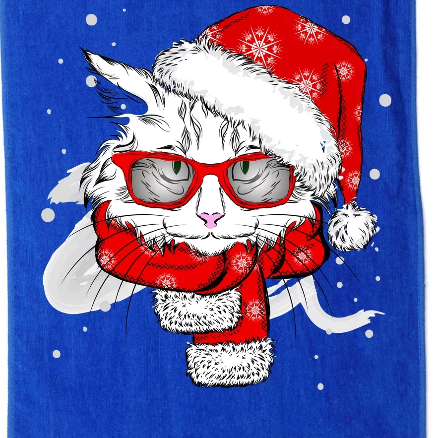 Hipster Christmas Cat Platinum Collection Golf Towel