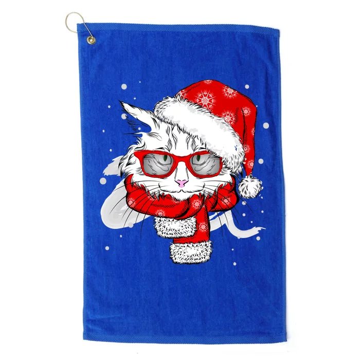 Hipster Christmas Cat Platinum Collection Golf Towel