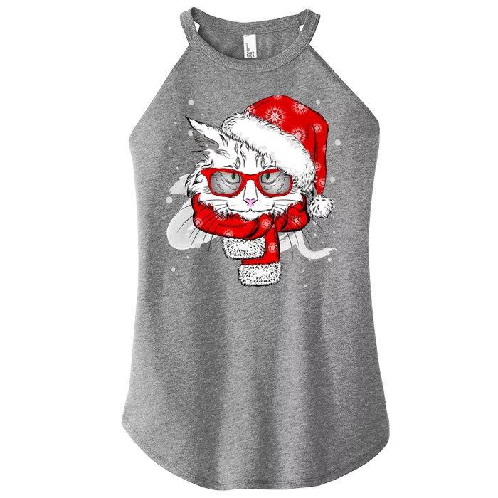 Hipster Christmas Cat Women’s Perfect Tri Rocker Tank