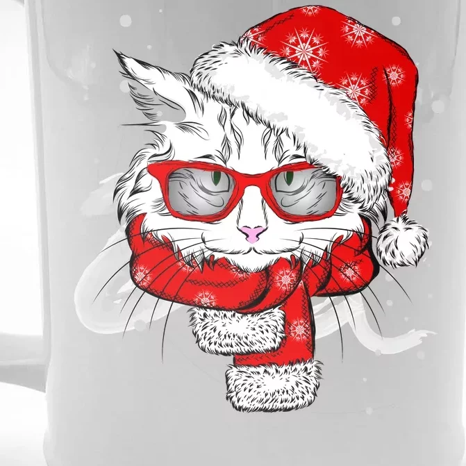 Hipster Christmas Cat Front & Back Beer Stein