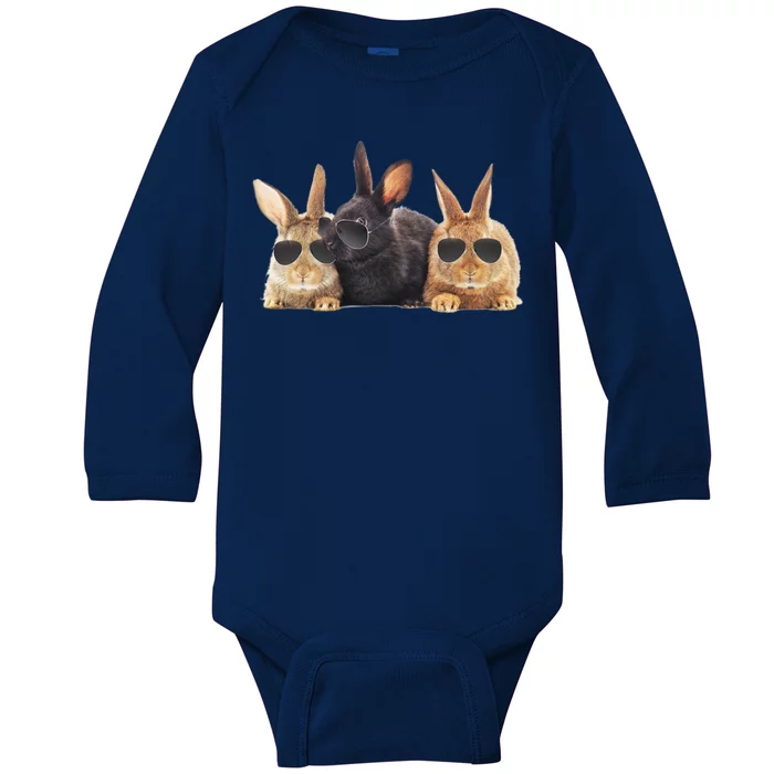 Hipster Cool Rabbit Baby Long Sleeve Bodysuit