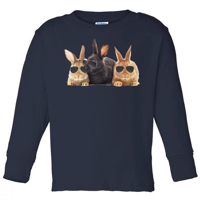 Hipster Cool Rabbit Toddler Long Sleeve Shirt