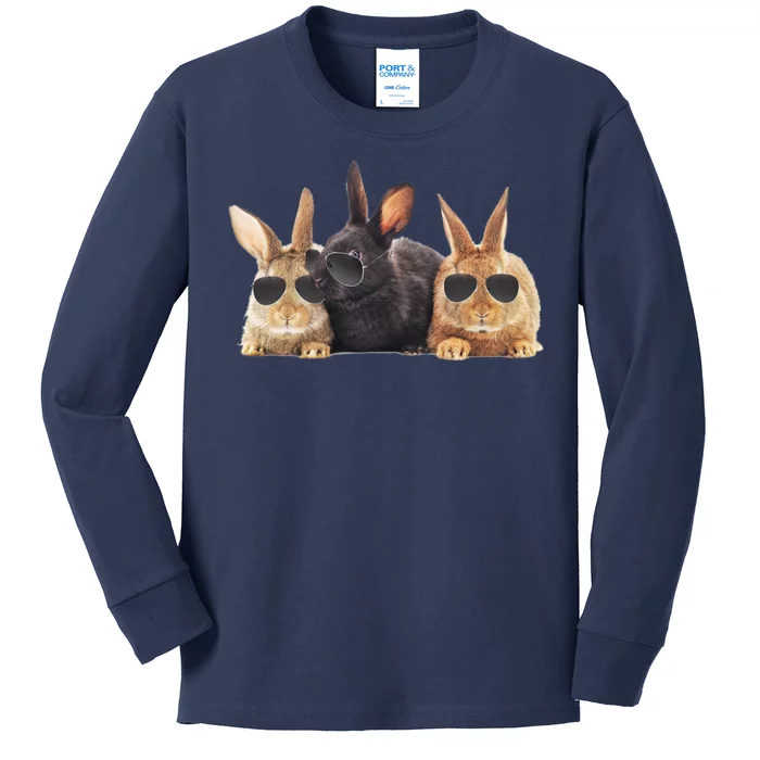 Hipster Cool Rabbit Kids Long Sleeve Shirt