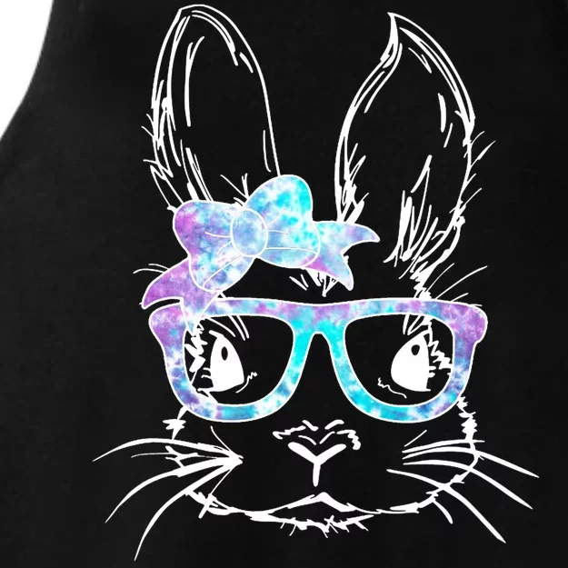 Hipster Easter Bunny Floral Ladies Tri-Blend Wicking Tank