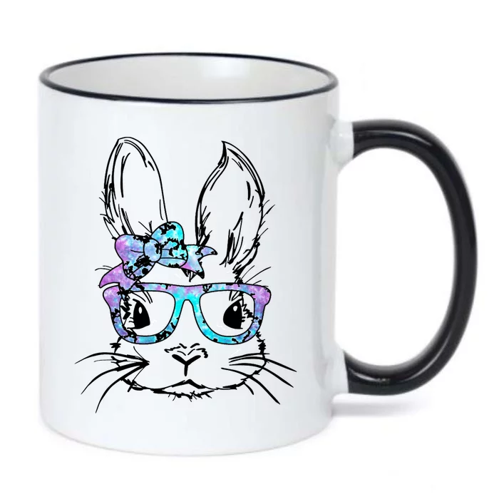 Hipster Easter Bunny Floral Black Color Changing Mug