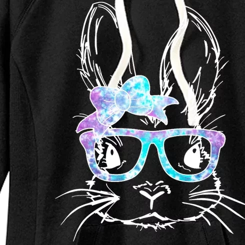 Hipster Easter Bunny Floral Women's Fleece Hoodie