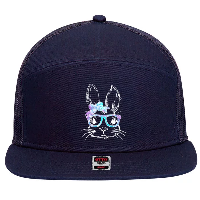 Hipster Easter Bunny Floral 7 Panel Mesh Trucker Snapback Hat