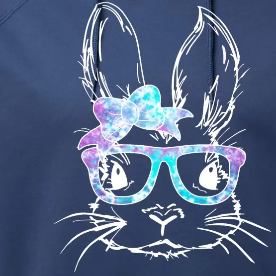 Hipster Easter Bunny Floral Performance Fleece Hoodie