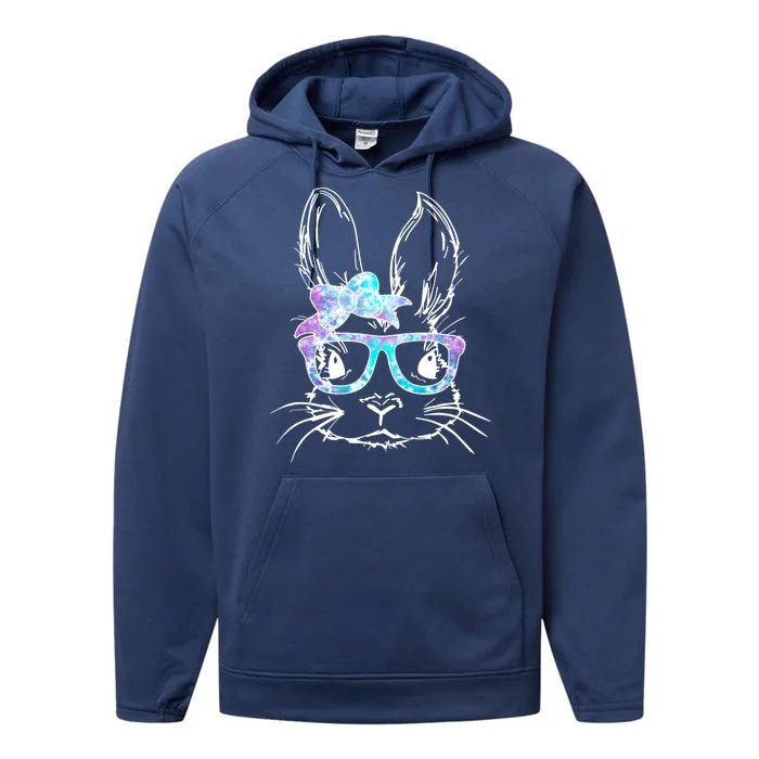 Hipster Easter Bunny Floral Performance Fleece Hoodie