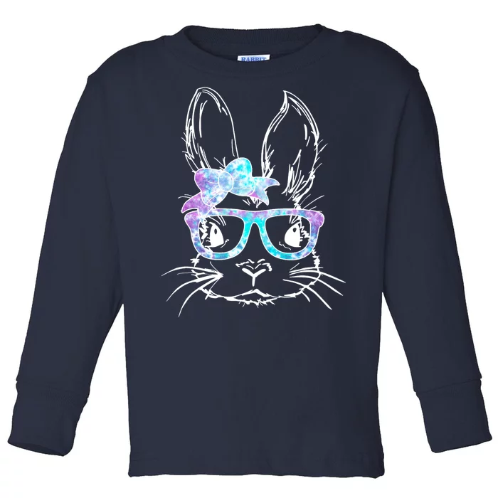 Hipster Easter Bunny Floral Toddler Long Sleeve Shirt