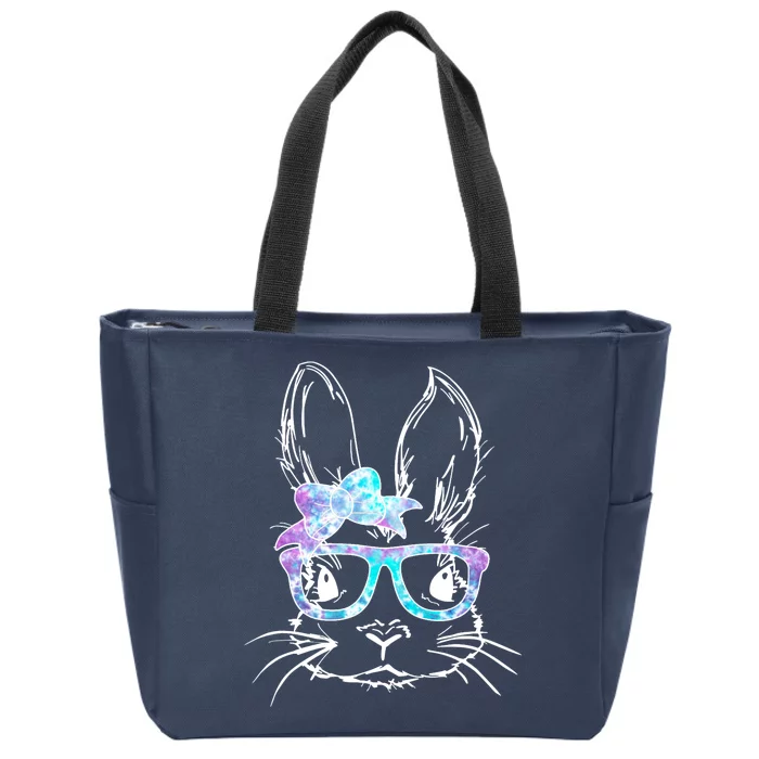 Hipster Easter Bunny Floral Zip Tote Bag