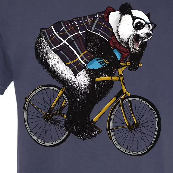 Hipster Panda Riding Bicycle Garment-Dyed Heavyweight T-Shirt