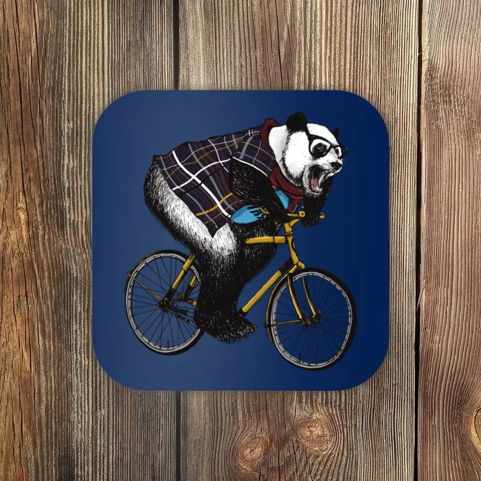 Hipster Panda Riding Bicycle Coaster