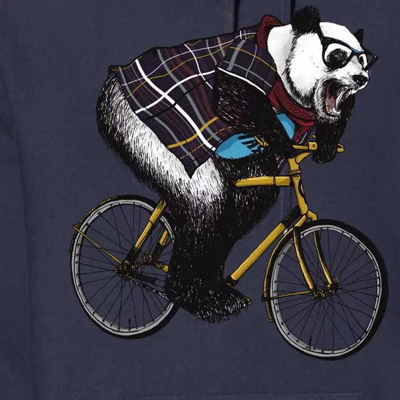 Hipster Panda Riding Bicycle Premium Hoodie