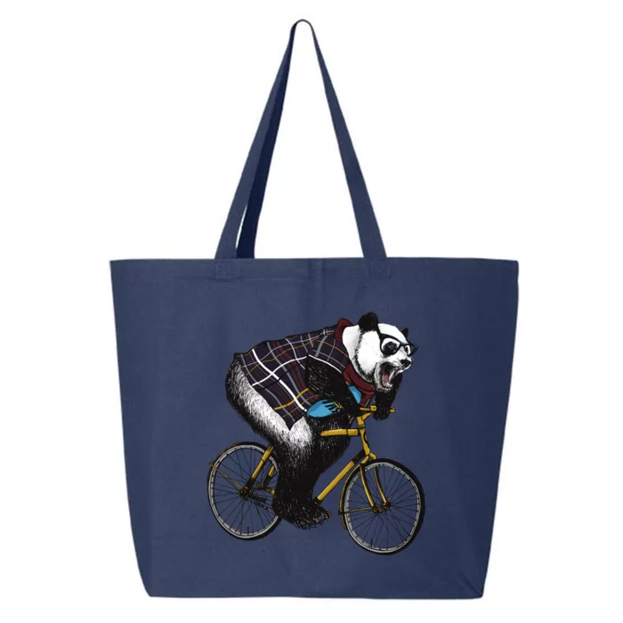 Hipster Panda Riding Bicycle 25L Jumbo Tote