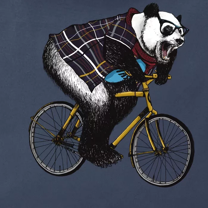 Hipster Panda Riding Bicycle Zip Tote Bag