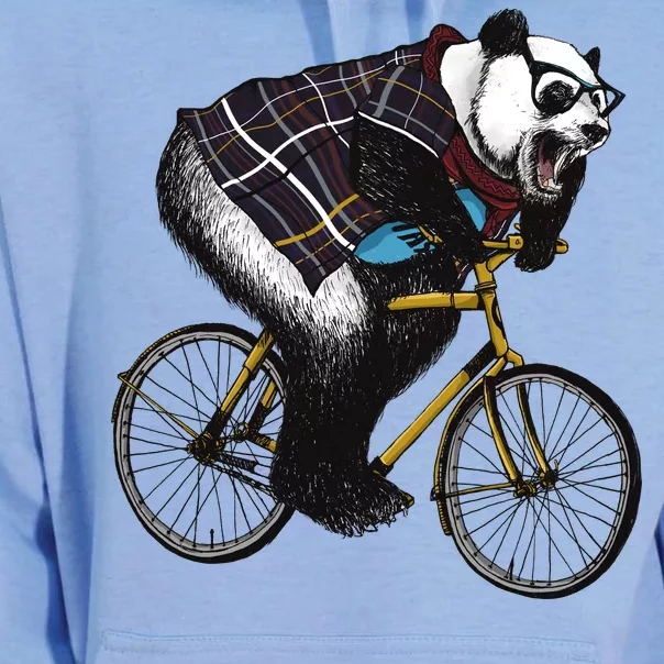 Hipster Panda Riding Bicycle Unisex Surf Hoodie