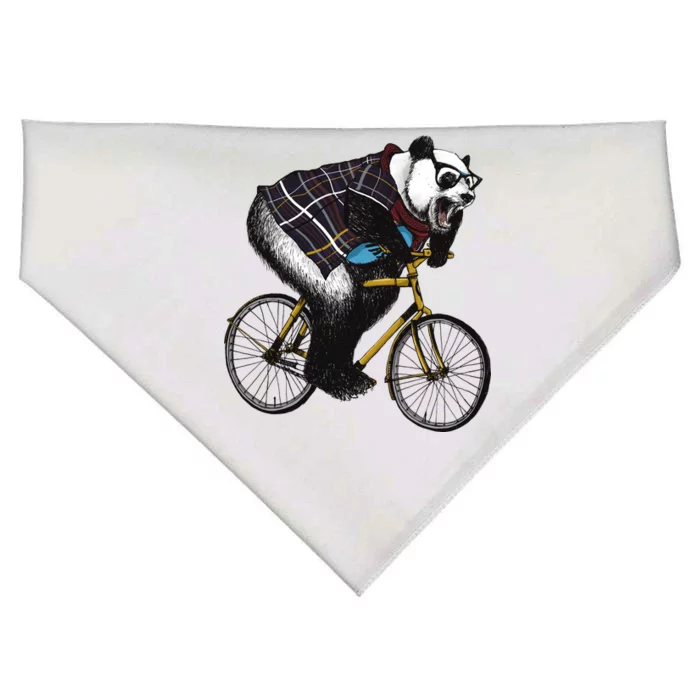 Hipster Panda Riding Bicycle USA-Made Doggie Bandana