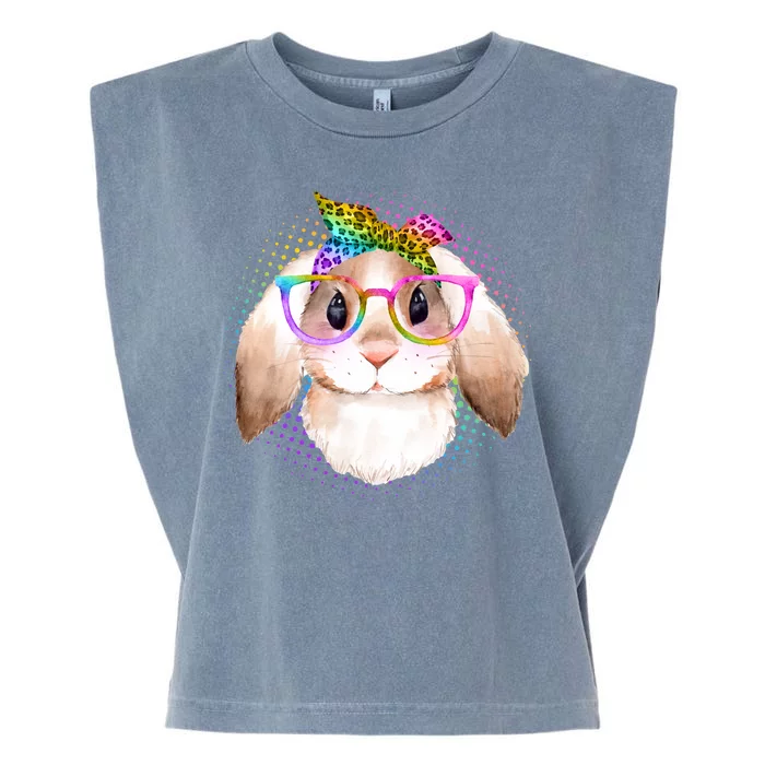 Hipster Rabbit Cute Easter Bunny Garment-Dyed Women's Muscle Tee