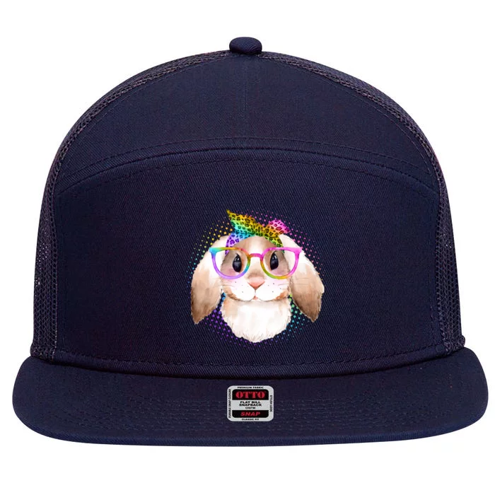 Hipster Rabbit Cute Easter Bunny 7 Panel Mesh Trucker Snapback Hat