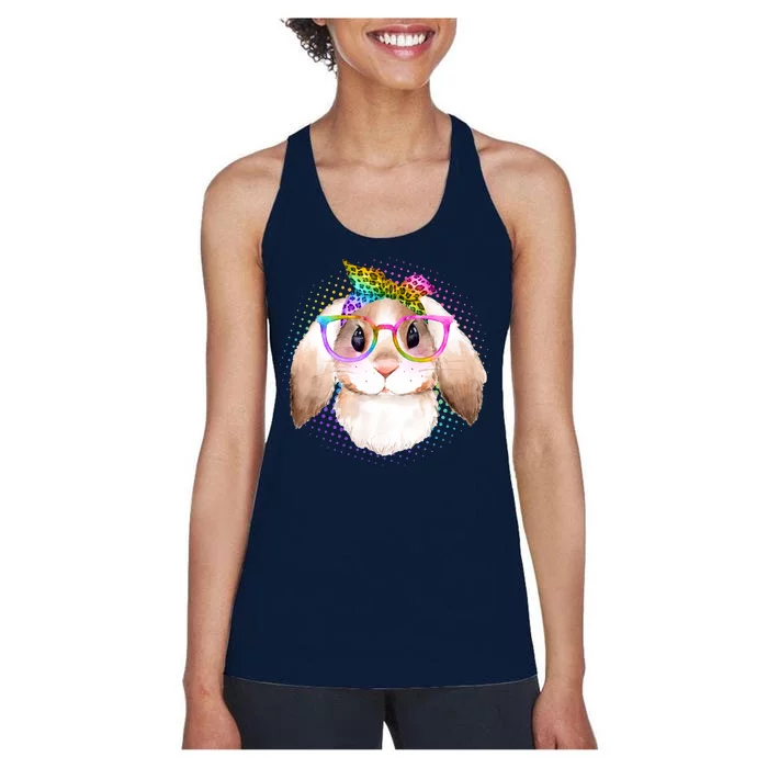 Hipster Rabbit Cute Easter Bunny Women's Racerback Tank