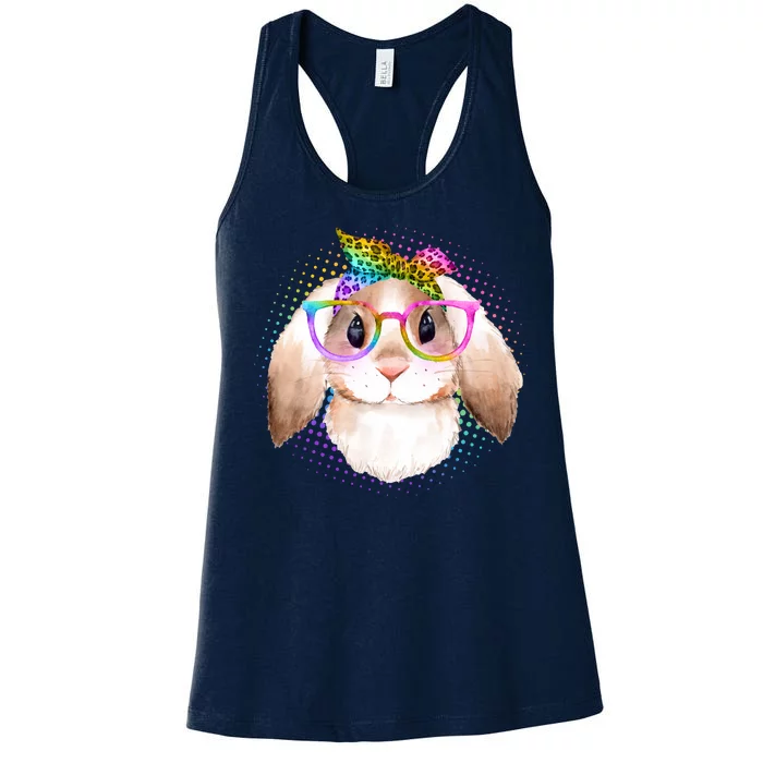 Hipster Rabbit Cute Easter Bunny Women's Racerback Tank