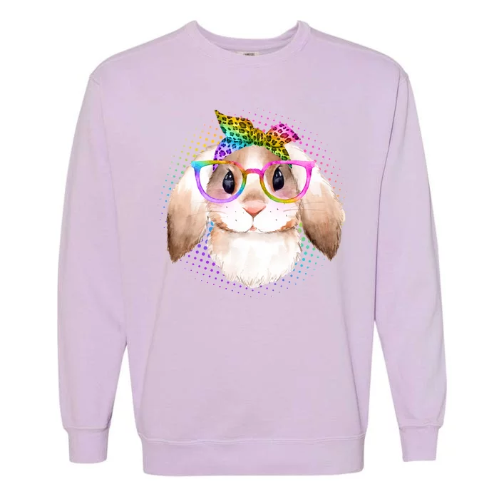 Hipster Rabbit Cute Easter Bunny Garment-Dyed Sweatshirt