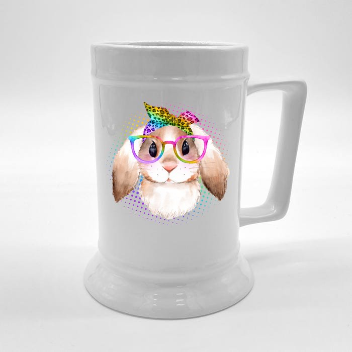 Hipster Rabbit Cute Easter Bunny Front & Back Beer Stein