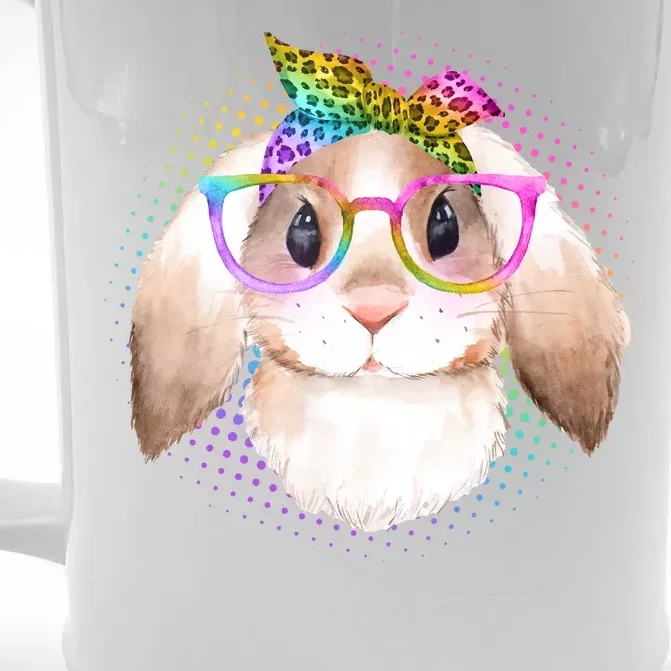 Hipster Rabbit Cute Easter Bunny Front & Back Beer Stein