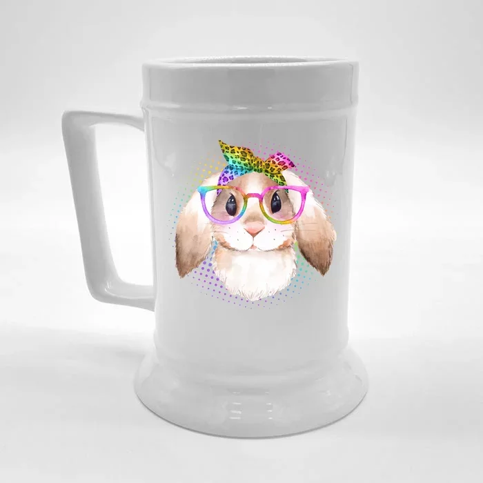 Hipster Rabbit Cute Easter Bunny Front & Back Beer Stein