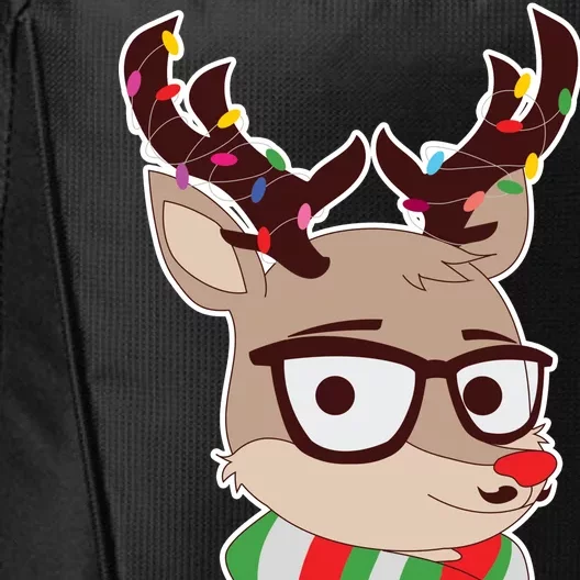 Hipster Red Nose Reindeer Christmas Lights City Backpack