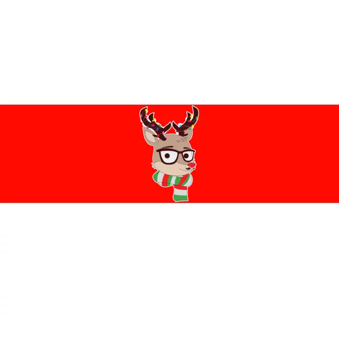 Hipster Red Nose Reindeer Christmas Lights Bumper Sticker