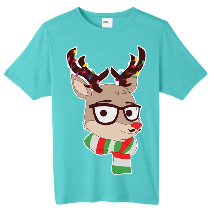 Hipster Red Nose Reindeer Christmas Lights ChromaSoft Performance T-Shirt