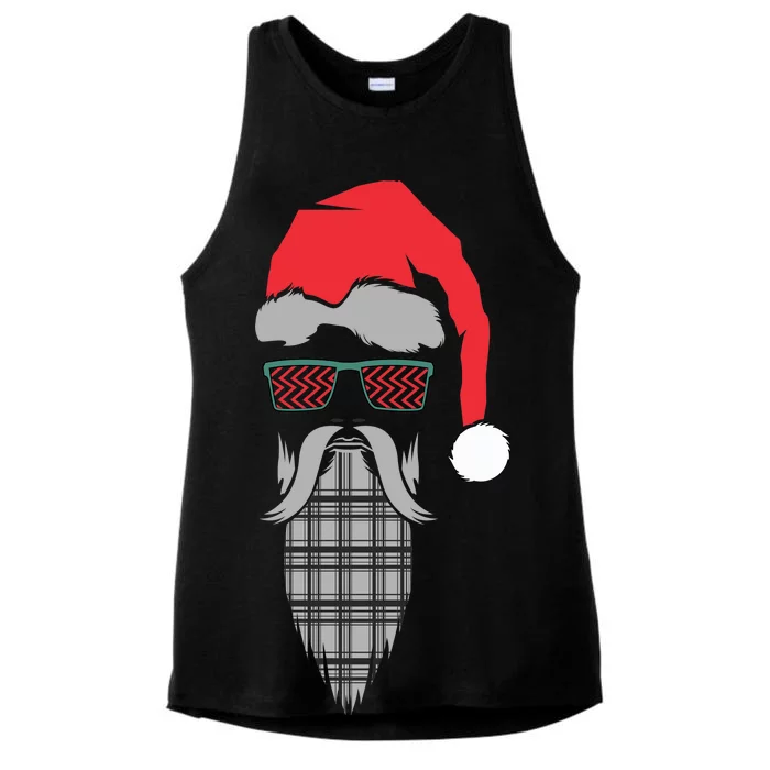 Hipster Santa Claus Ladies Tri-Blend Wicking Tank