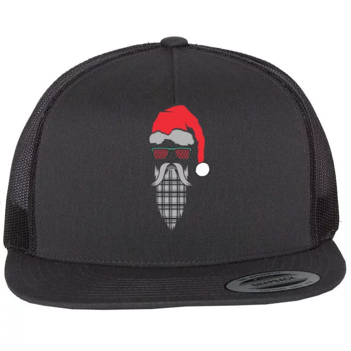 Hipster Santa Claus Flat Bill Trucker Hat