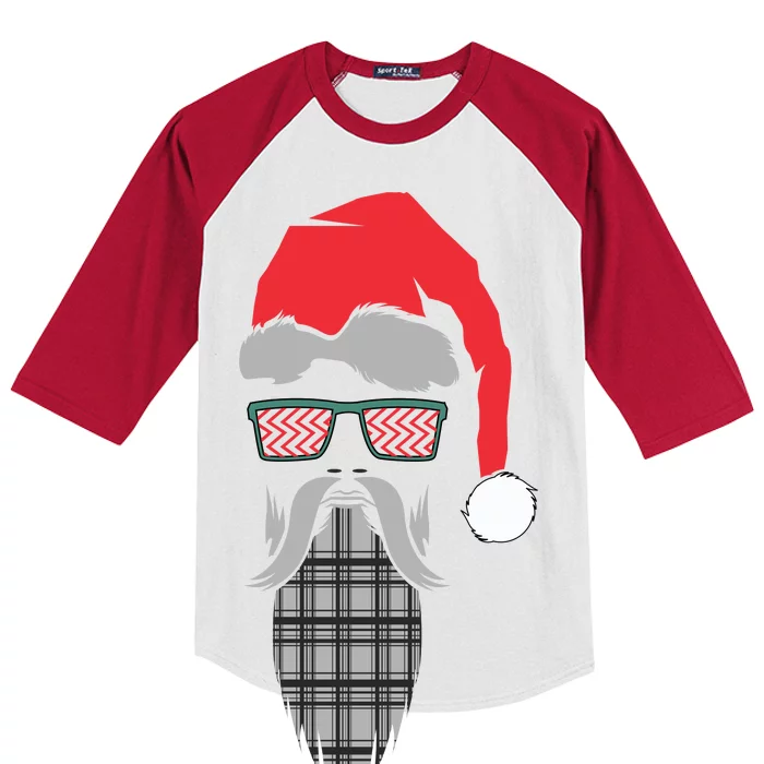 Hipster Santa Claus Kids Colorblock Raglan Jersey