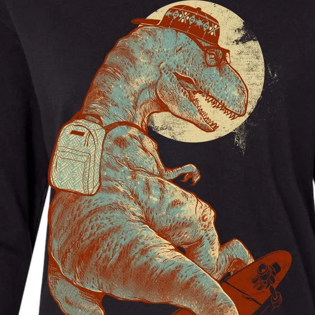 Hipster T-Rex Skateboarding Womens Cotton Relaxed Long Sleeve T-Shirt