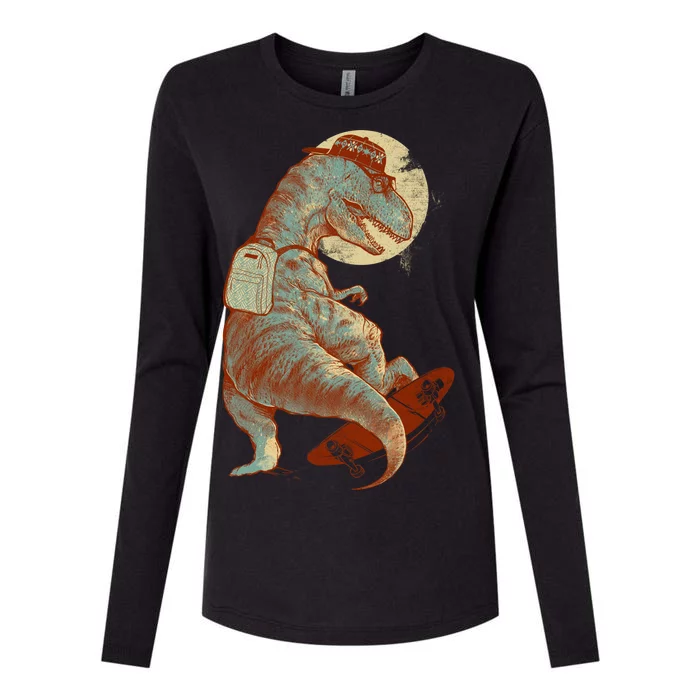 Hipster T-Rex Skateboarding Womens Cotton Relaxed Long Sleeve T-Shirt