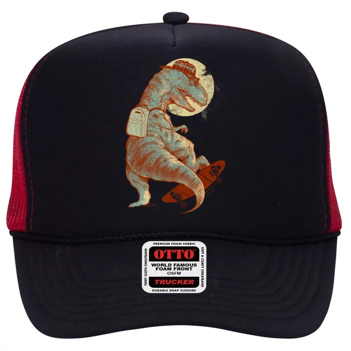 Hipster T-Rex Skateboarding High Crown Mesh Trucker Hat