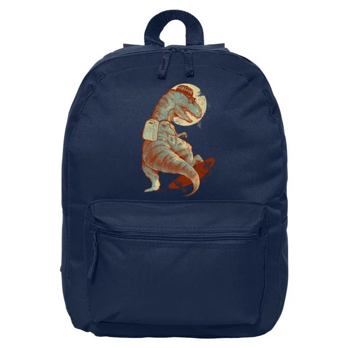 Hipster T-Rex Skateboarding 16 in Basic Backpack