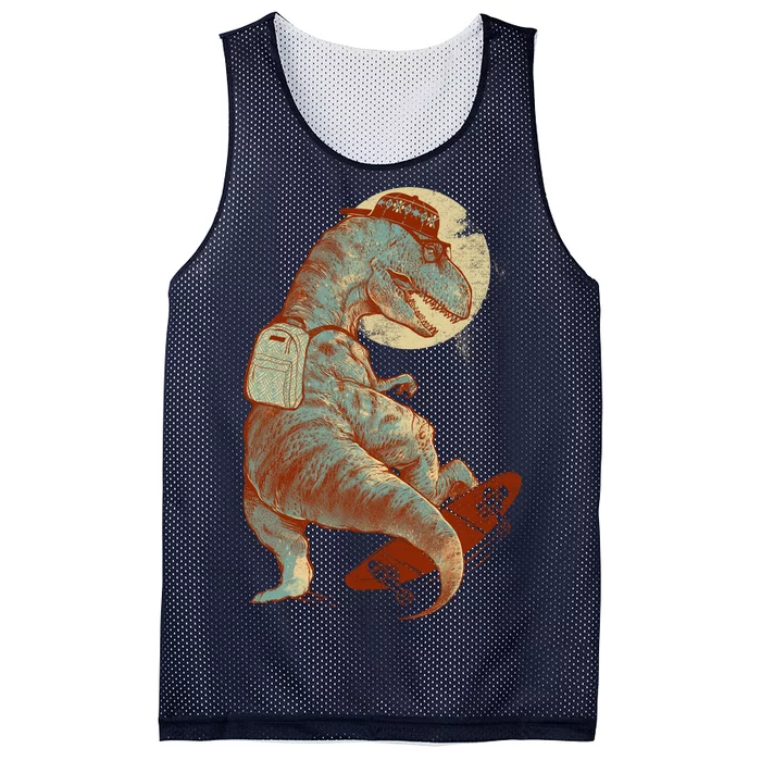 Hipster T-Rex Skateboarding Mesh Reversible Basketball Jersey Tank