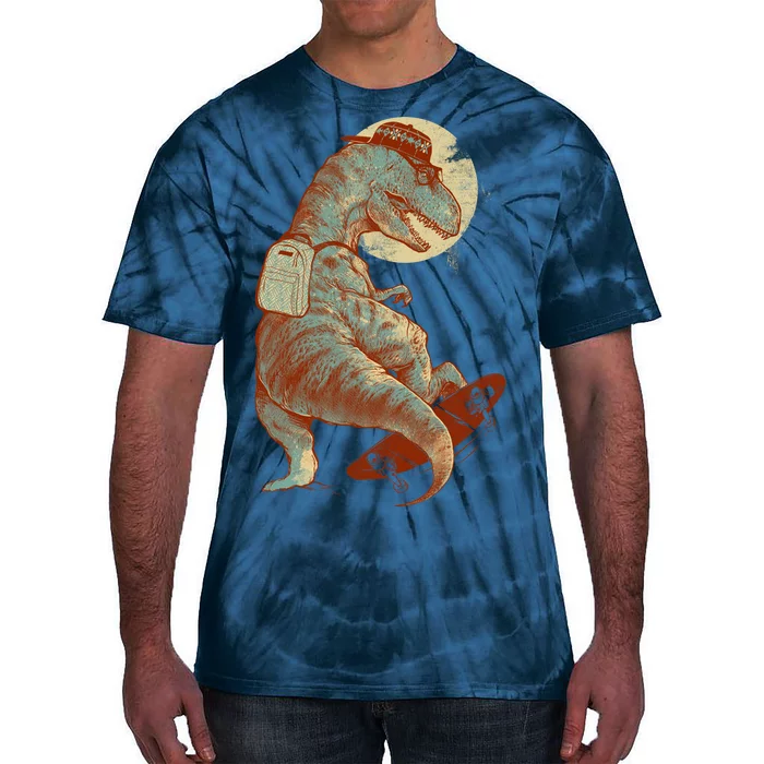 Hipster T-Rex Skateboarding Tie-Dye T-Shirt