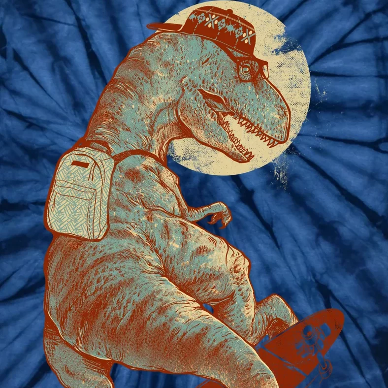 Hipster T-Rex Skateboarding Tie-Dye T-Shirt